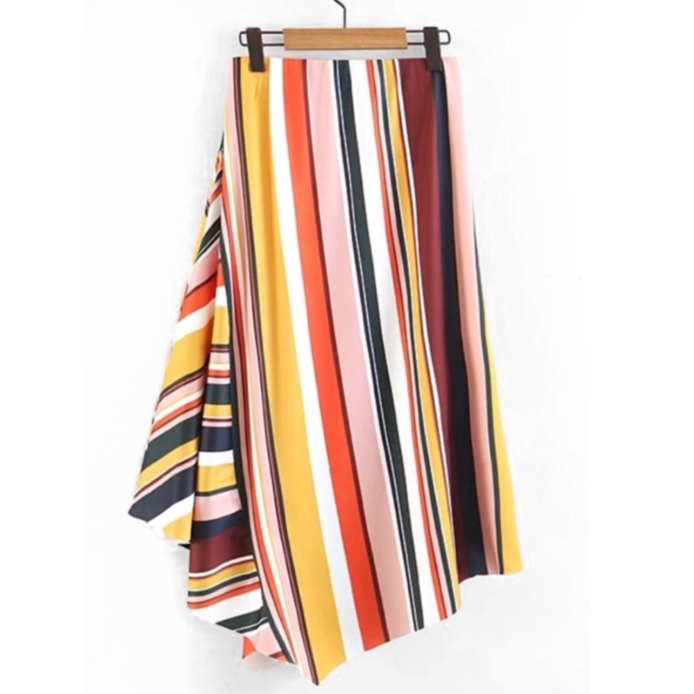 *LAST1* MULTI ASYMMETRIC STRIPE SKIRT - Picture 2 of 7